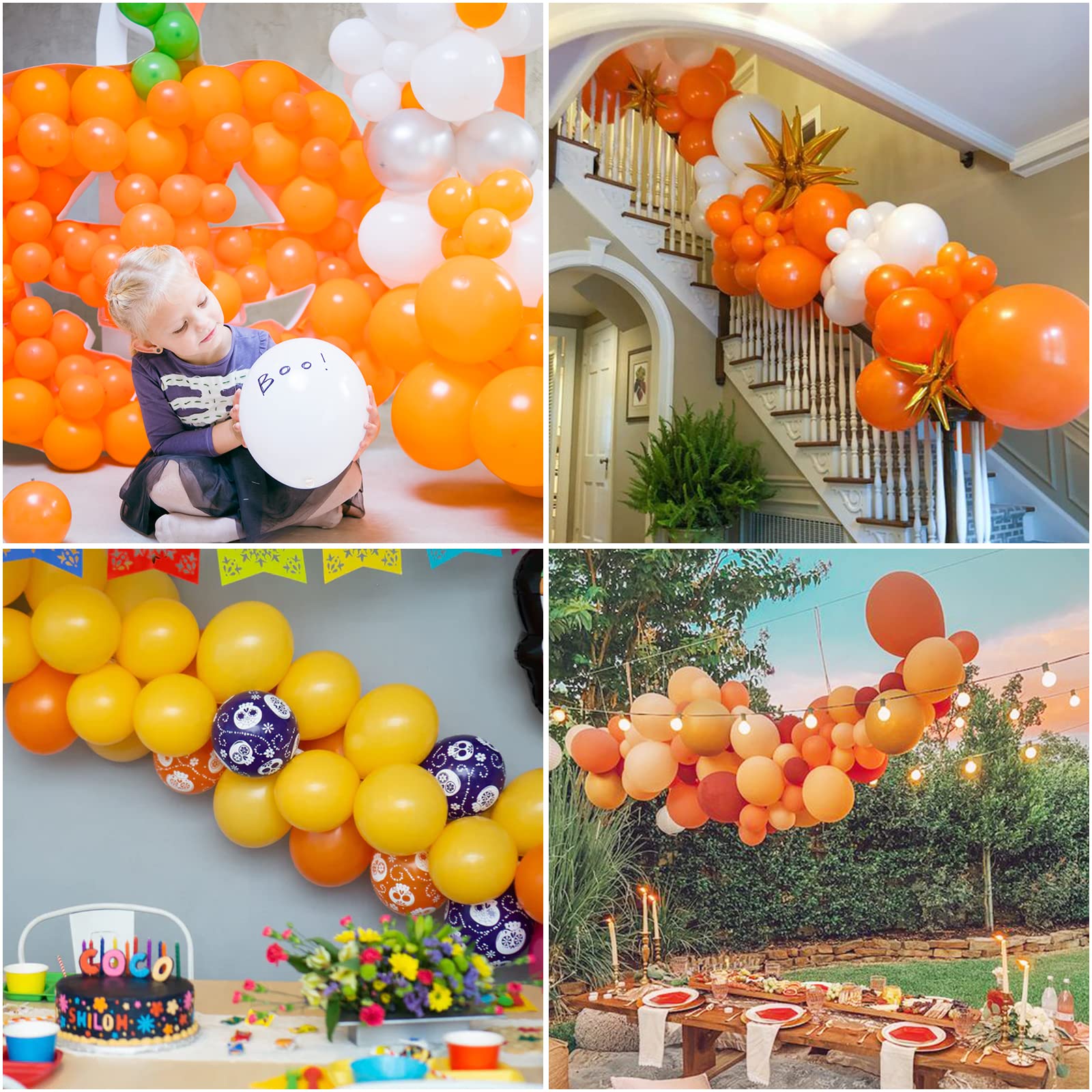 RUBFAC 129pcs Orange Balloons Different Sizes 18/12/10/5 Inches for Garland Arch, Burnt Orange Latex Balloons for Birthday Party Baby Shower Decoration