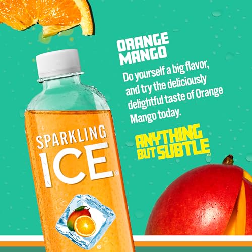 Sparkling Ice, Orange Mango Sparkling Water, Zero Sugar Flavored Water, with Vitamins and Antioxidants, Low Calorie Beverage, 17 fl oz Bottles (Pack of 12)