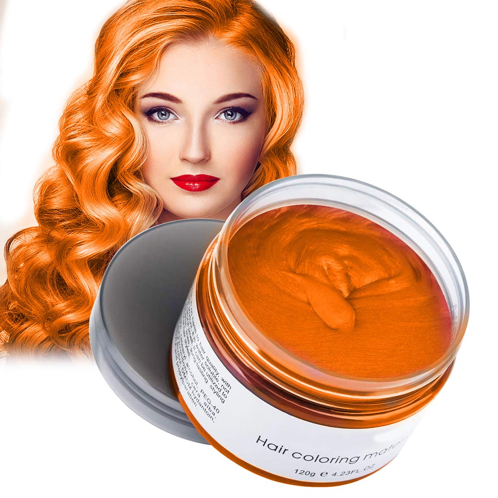 Orange Temporary Hair Color Wax,Acosexy Kids Hair Wax Dye Pomades Disposable Natural Hair Strong Style Gel Cream Hair Dye,Instant Hairstyle Mud Cream for Party, Cosplay, Masquerade etc.(Orange)