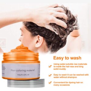 Orange Temporary Hair Color Wax,Acosexy Kids Hair Wax Dye Pomades Disposable Natural Hair Strong Style Gel Cream Hair Dye,Instant Hairstyle Mud Cream for Party, Cosplay, Masquerade etc.(Orange)