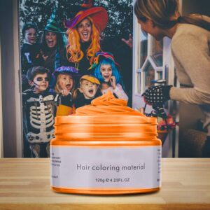 Orange Temporary Hair Color Wax,Acosexy Kids Hair Wax Dye Pomades Disposable Natural Hair Strong Style Gel Cream Hair Dye,Instant Hairstyle Mud Cream for Party, Cosplay, Masquerade etc.(Orange)