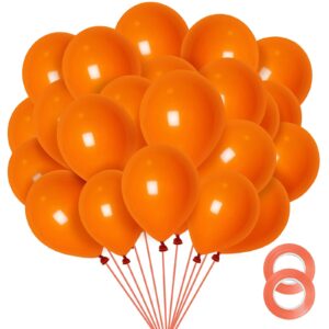 fotiomrg orange balloons 12 inch, 100 pack burnt orange latex balloons helium quality for halloween birthday wedding baby shower party decorations (with orange ribbon)