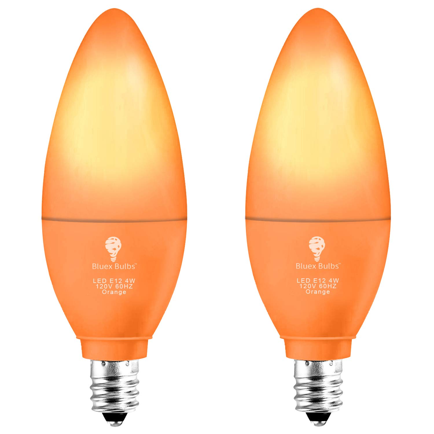 2 Pack BlueX LED Candle Orange Light Bulb - 4W (40Watt Equivalent) - E12 Base Orange LED Orange Bulb, Party Decoration, Porch, Home Lighting, Holiday Lighting, Chandelier Light Bulbs, Candelabra Bulbs