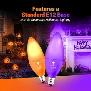 2 Pack BlueX LED Candle Orange Light Bulb - 4W (40Watt Equivalent) - E12 Base Orange LED Orange Bulb, Party Decoration, Porch, Home Lighting, Holiday Lighting, Chandelier Light Bulbs, Candelabra Bulbs
