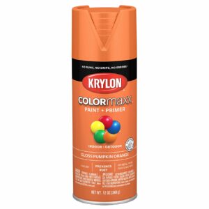 krylon k05532007 colormaxx spray paint and primer for indoor/outdoor use, gloss pumpkin orange 12 ounce (pack of 1)