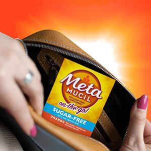 Metamucil On-The-Go, Daily Psyllium Husk Powder Supplement, Sugar-Free Powder, 4-in-1 Fiber for Digestive Health, Orange Flavored Drink, 44 Packets