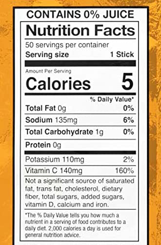 Sqwincher Zero Qwik Stik, Sugar Free, Low Calorie, Low Sodium Electrolyte Replacement Powder Hydration Drink Mix, Orange, 0.11 oz Packet (Pack of 50)