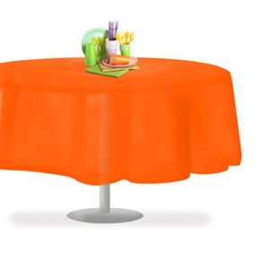 Grandipity Orange 12 Pack Premium Disposable Plastic Tablecloth 84" Inch Decorative Round Table Cover