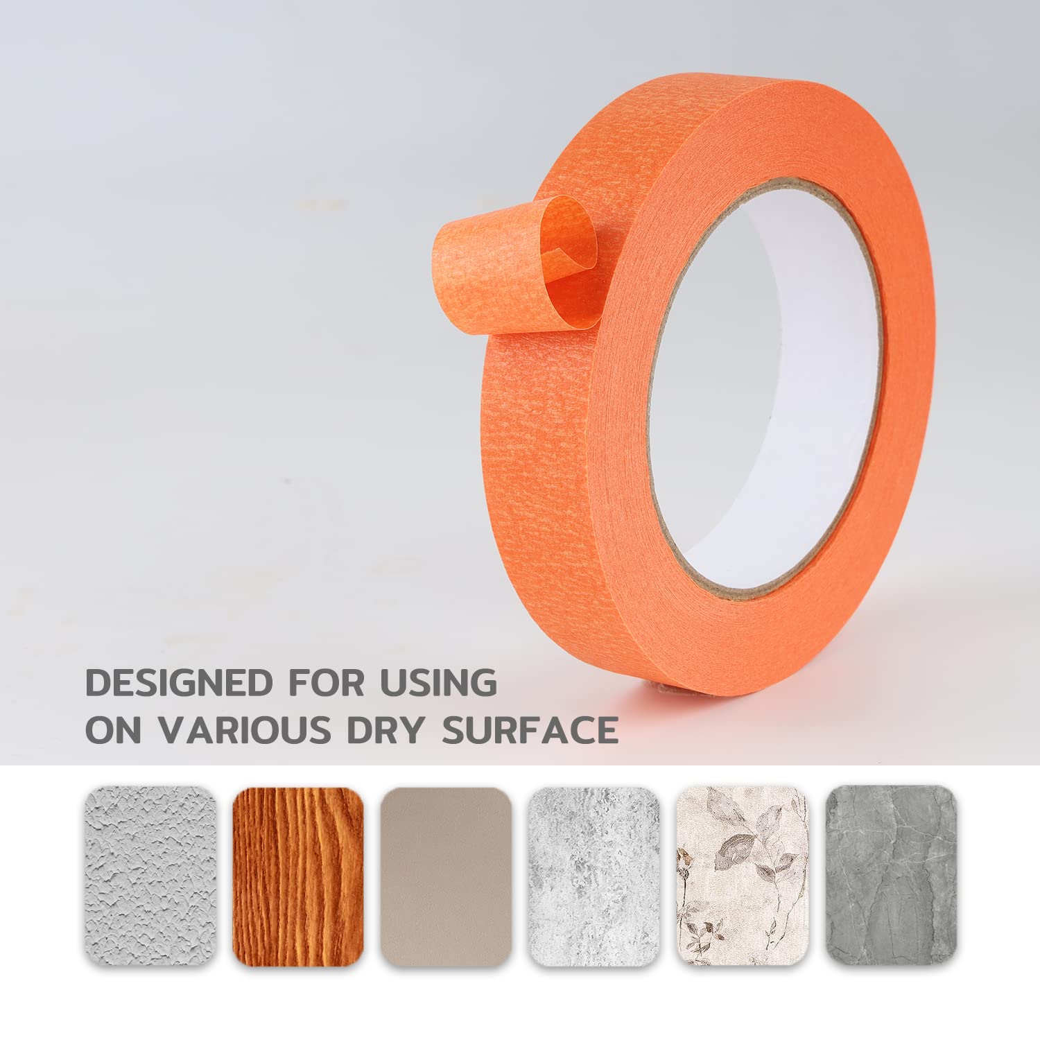 Lichamp 2 Pack Orange Painters Tape 1 inch, Orange Masking Tape 1 inch x 55 Yards x 2 Rolls (110 Total Yards)