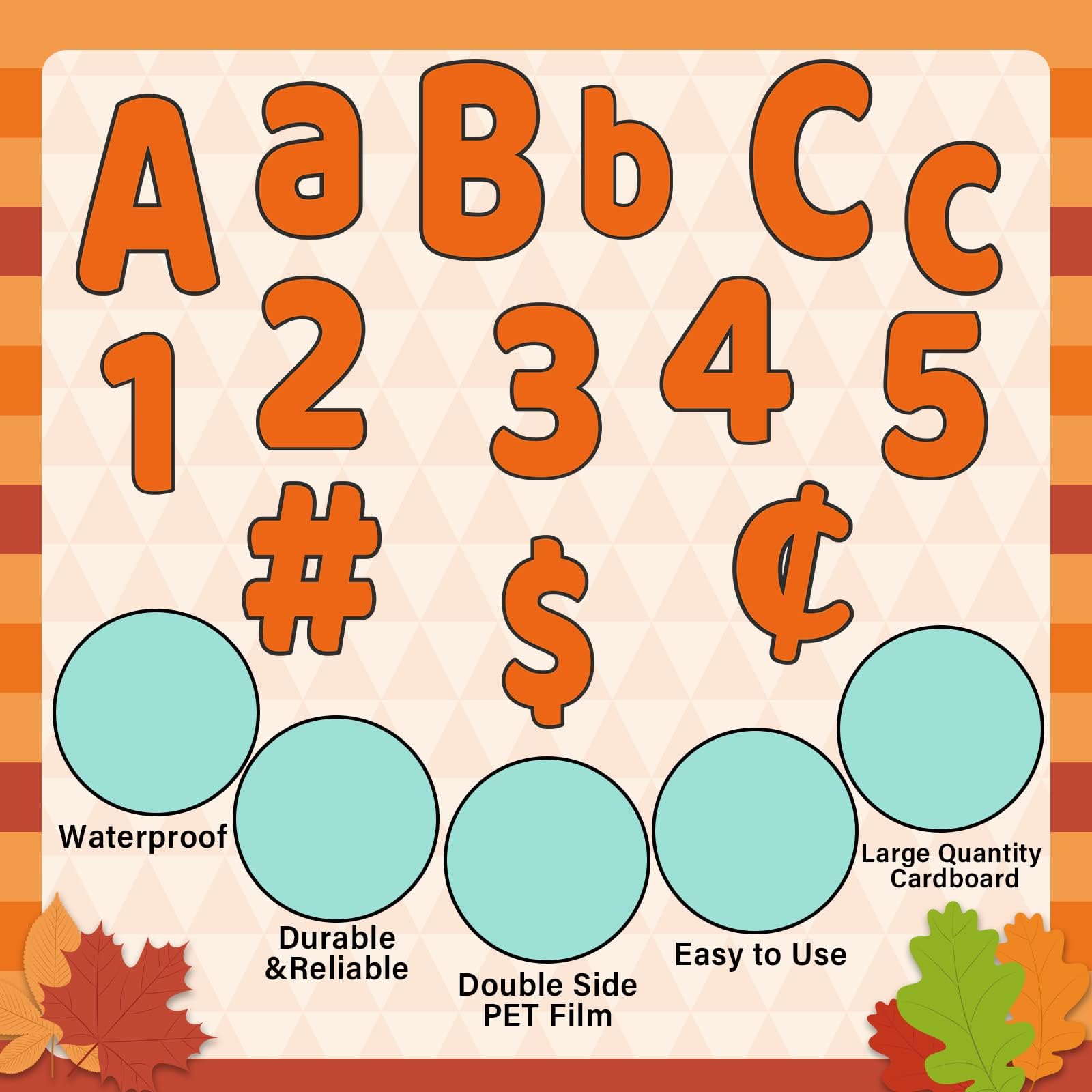 266 Pcs Letters Combo Pack Set Thanksgiving Fall Chalkboard Classroom Letters Orange Bulletin Board Letter and Number Accents for Home School Classroom Decor