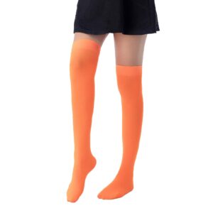 AGITATESAND Orange Socks Over Knee Stretchy Thigh High Opaque Stockings Halloween Party Costume Cosplay Knee-High Socks For Women…