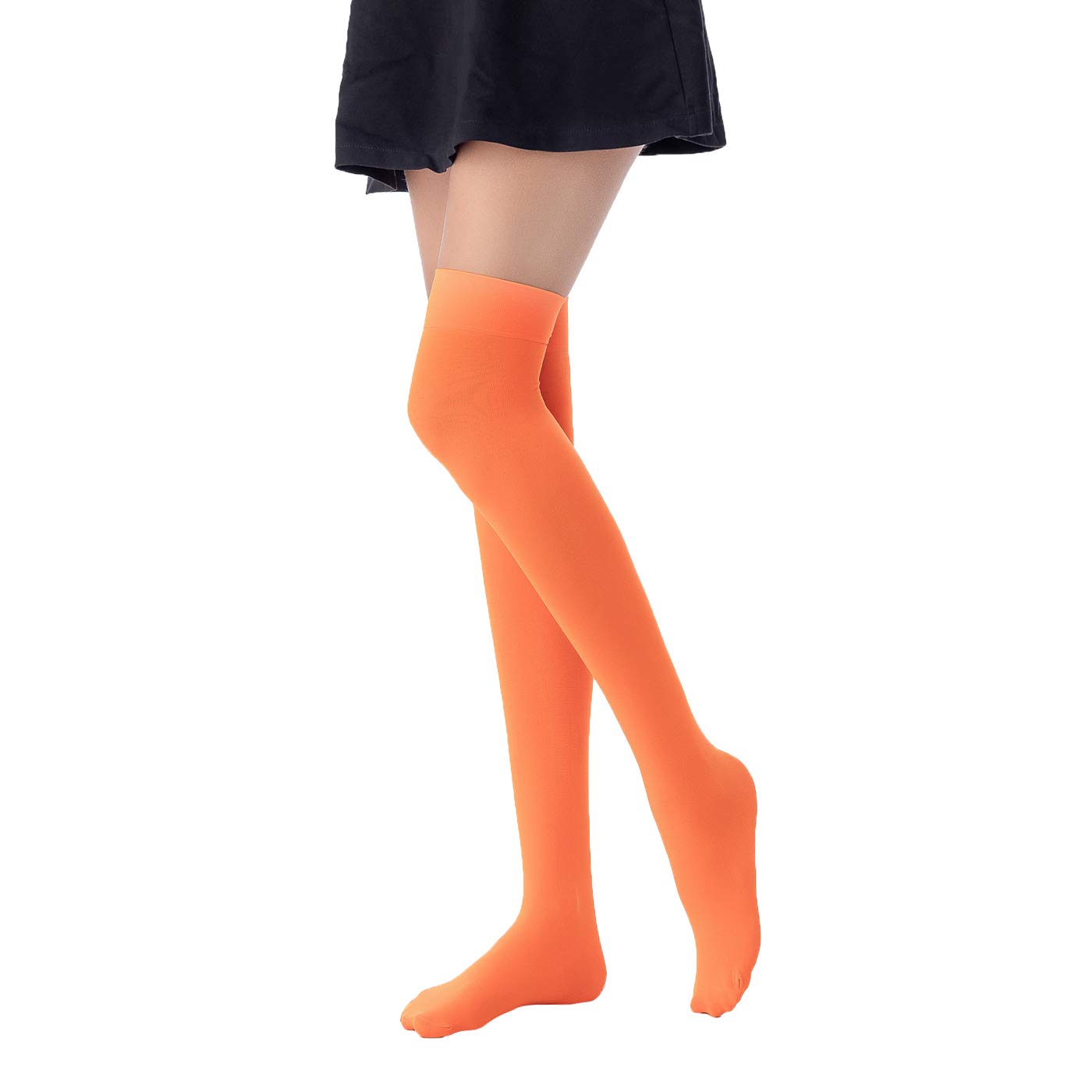 AGITATESAND Orange Socks Over Knee Stretchy Thigh High Opaque Stockings Halloween Party Costume Cosplay Knee-High Socks For Women…
