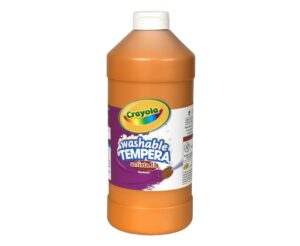 crayola washable tempera paint for kids, orange paint, classroom supplies, non-toxic, 32 oz squeeze bottle