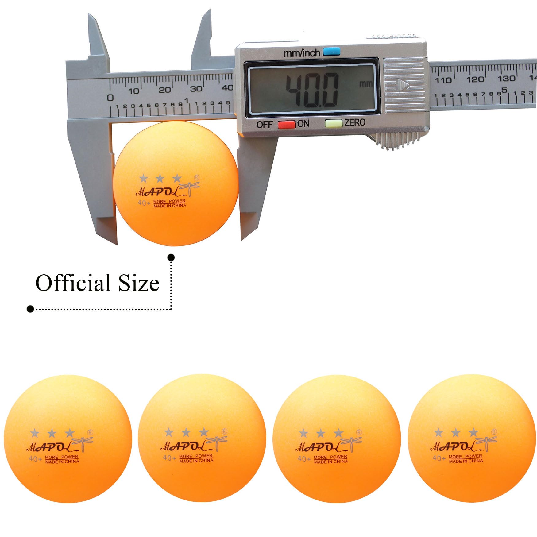 MAPOL 50- Pack Orange 3-Star Premium Ping Pong Balls Bulk,Advanced Training Table Tennis Ball