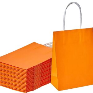 SUNCOLOR 25 Pieces 6" Mini Goodie Bags Small Orange Gift Bags with Handle for Party Favor Bags(Orange)