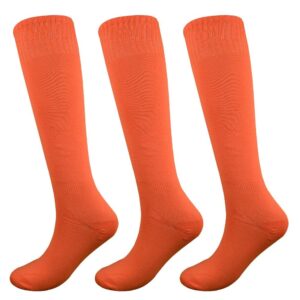 fitliva neon orange tube socks halloween socks softball uniform (3pack-orange)