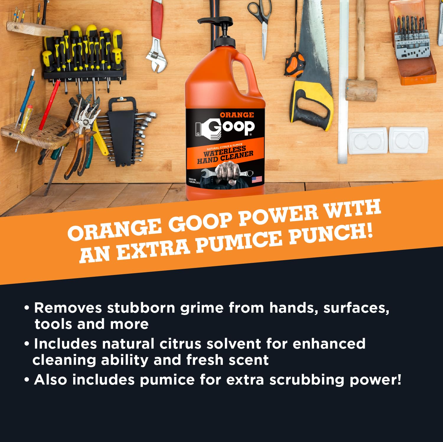 GOOP Orange Liquid with Pumice Multi-Purpose Waterless Hand Cleaner - 1 Gallon Pump Bottle