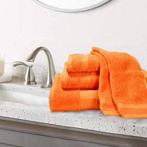 GLAMBURG Ultra Soft 8-Piece Towel Set - 100% Pure Ringspun Cotton, Contains 2 Oversized Bath Towels 27x54, 2 Hand Towels 16x28, 4 Wash Cloths 13x13 - Ideal for Everyday use, Hotel & Spa - Orange