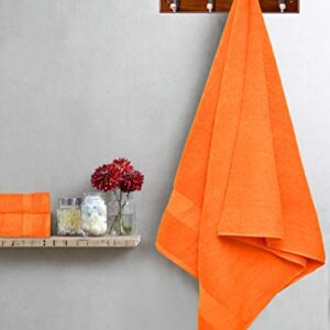 GLAMBURG Ultra Soft 8-Piece Towel Set - 100% Pure Ringspun Cotton, Contains 2 Oversized Bath Towels 27x54, 2 Hand Towels 16x28, 4 Wash Cloths 13x13 - Ideal for Everyday use, Hotel & Spa - Orange