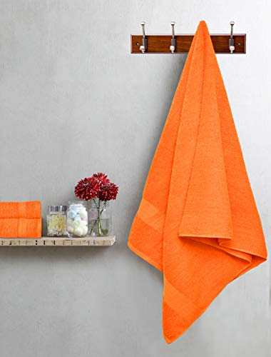 GLAMBURG Ultra Soft 8-Piece Towel Set - 100% Pure Ringspun Cotton, Contains 2 Oversized Bath Towels 27x54, 2 Hand Towels 16x28, 4 Wash Cloths 13x13 - Ideal for Everyday use, Hotel & Spa - Orange