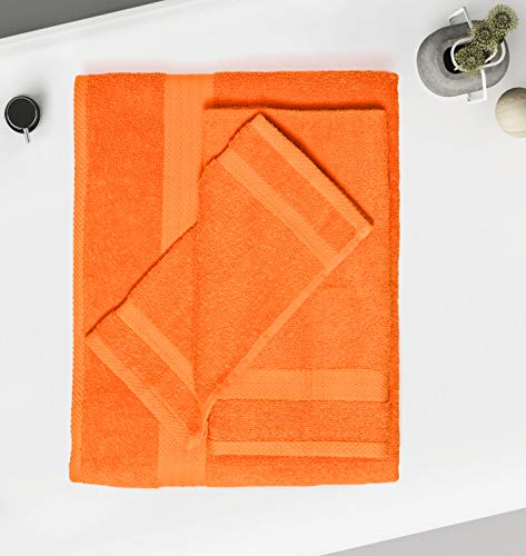 GLAMBURG Ultra Soft 8-Piece Towel Set - 100% Pure Ringspun Cotton, Contains 2 Oversized Bath Towels 27x54, 2 Hand Towels 16x28, 4 Wash Cloths 13x13 - Ideal for Everyday use, Hotel & Spa - Orange