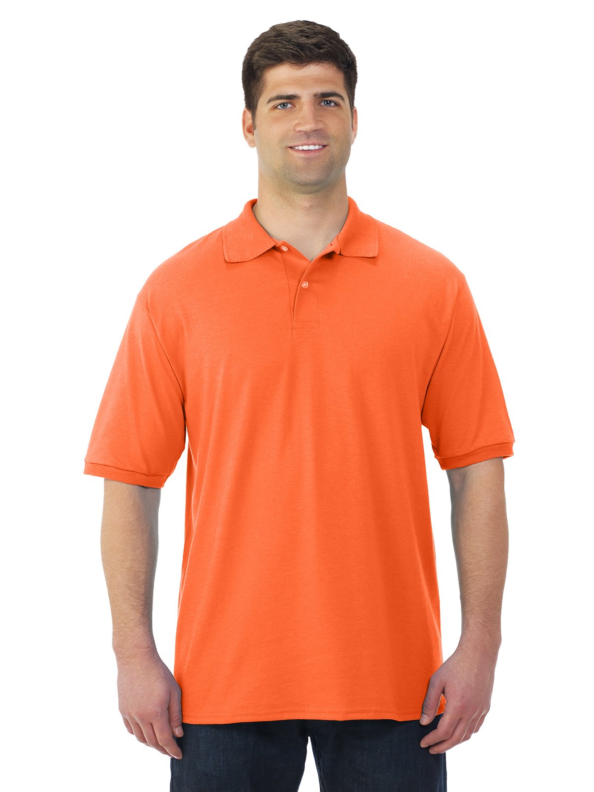 Jerzees Men's Spot Shield Short Sleeve Polo Sport Shirt, Safety Orange, 2X-Large