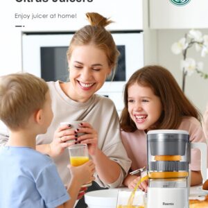 Electric Citrus Juicer, Reemix Full-Automatic Orange Juicer Squeezer for Orange, Lemon, Grapefruit, Citrus Juicer with Cleaning Brush, Easy to Clean and Use (White)