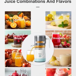 Electric Citrus Juicer, Reemix Full-Automatic Orange Juicer Squeezer for Orange, Lemon, Grapefruit, Citrus Juicer with Cleaning Brush, Easy to Clean and Use (White)