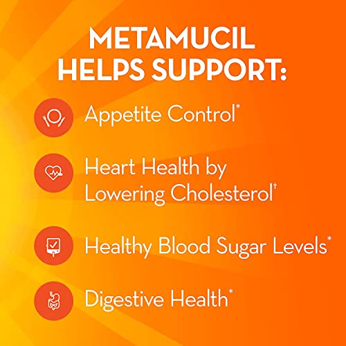 Metamucil Premium Blend, 4-in-1 Fiber Supplement for Digestive Health, Psyllium Husk Fiber Powder, Sugar-Free with Stevia, Plant-Based Fiber Supplement, Orange Flavored, 180 teaspoons