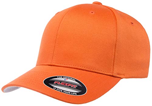 Flexfit Men's Athletic Baseball Fitted Cap, Orange, Small-Medium