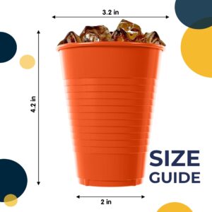 Exquisite 12 oz Orange Plastic Cups For Party 50 Pack | Orange Disposable Cups | Orange Party Cups Disposable | Plastic Party Cups Orange | 12 oz Plastic Cups Disposable | Plastic Drinking Cups