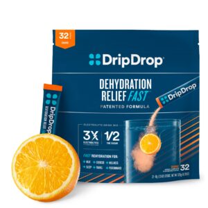 DripDrop Hydration - Orange - Electrolyte Drink Mix Single Serve Hydration Powder Packets | Non-GMO, Gluten Free, Vegan | 32 Sticks