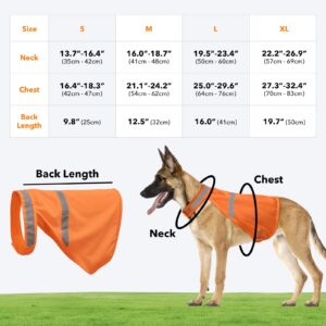 Dog Jacket High Visibility Safety Reflective Dog Vest for Small Medium Large Dogs (Large, Orange)