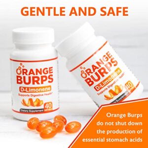 Orange Burps D-Limonene Supplement for Digestive Health, Heartburn, Acid Reflux, GERD | Orange Peel Extract | All-Natural Easy-to-Swallow Softgels | 1,000 mg per Serving - Made in USA