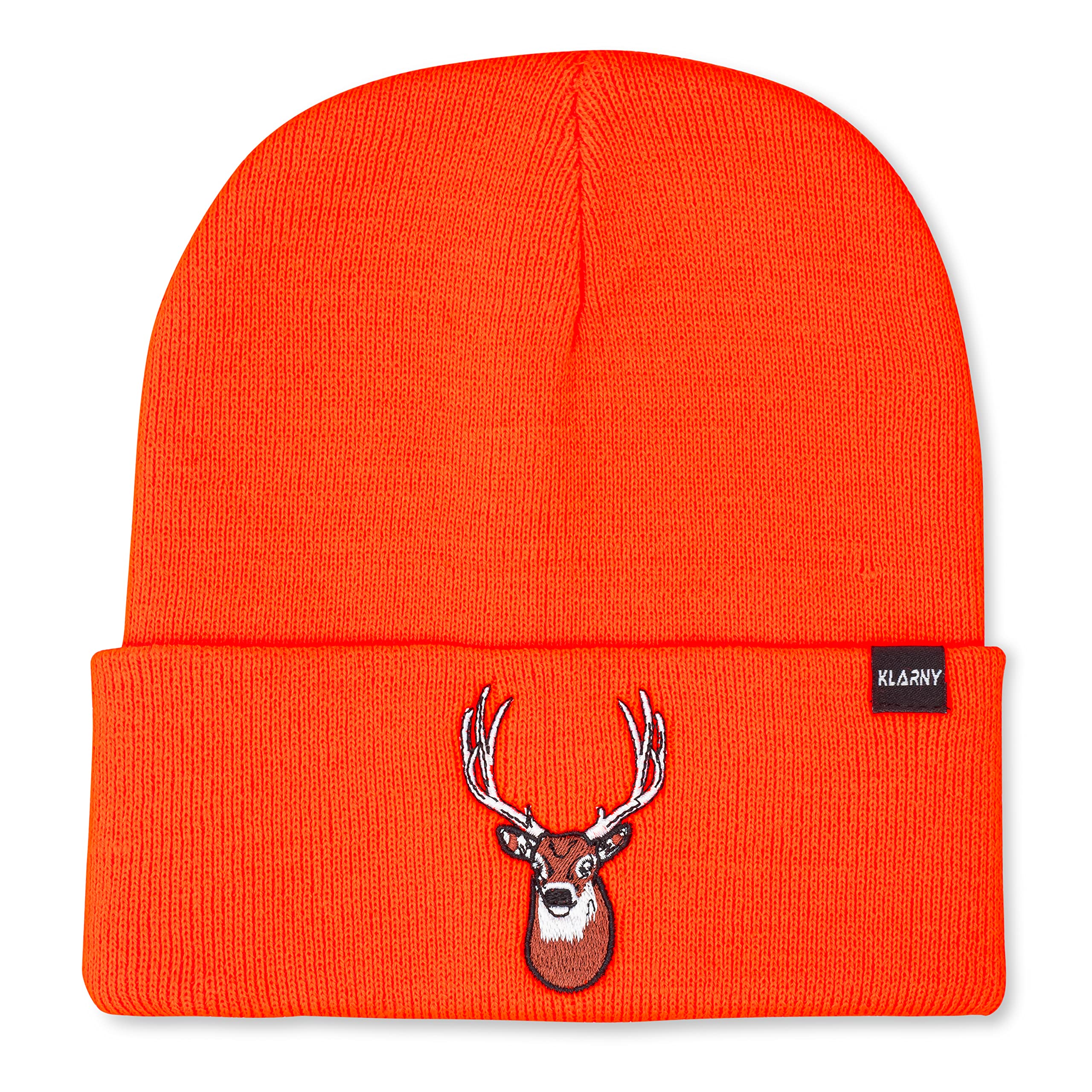 Klarny Blaze Orange Hunting Hat for Men, Women, Kids, High-Visibility Orange Hunting Beanie, Comfortable, Stretchy Knit Hunter Orange Hat Deer & Bow Hunting Gear, Safety Accessories, One Size