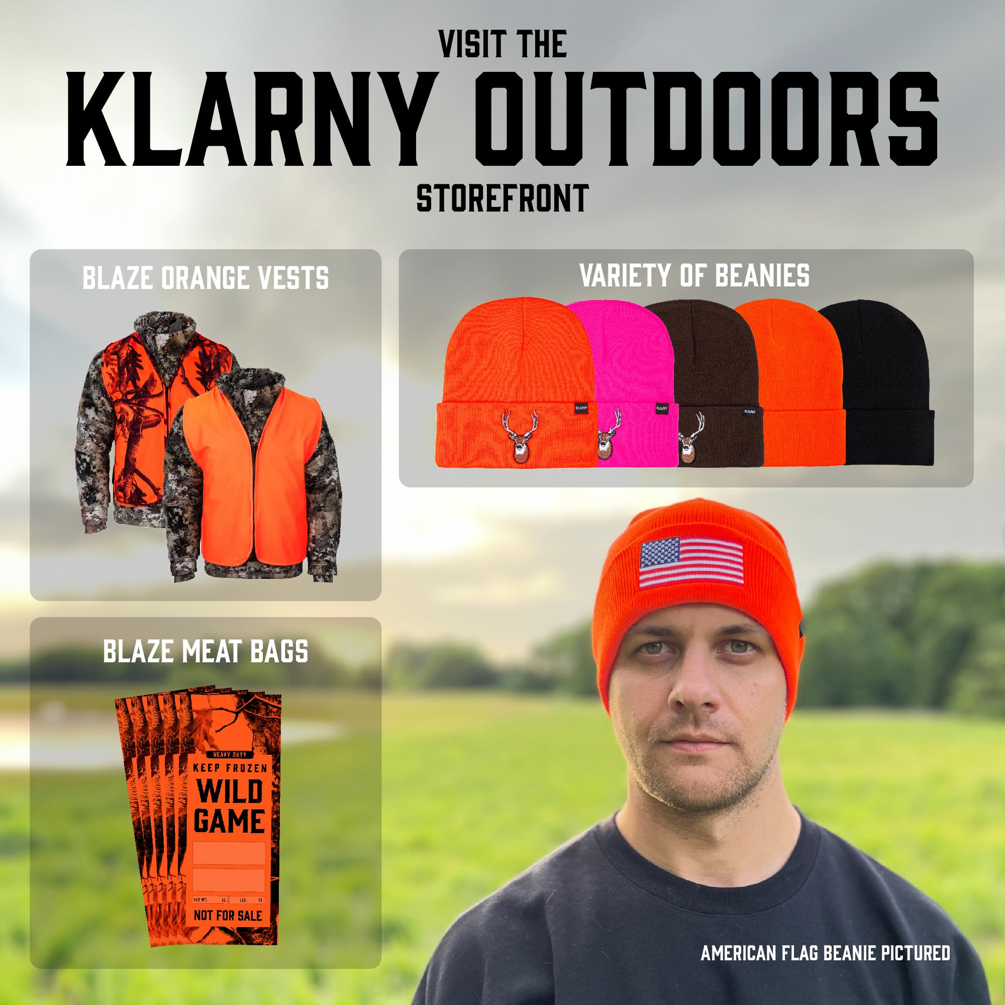Klarny Blaze Orange Hunting Hat for Men, Women, Kids, High-Visibility Orange Hunting Beanie, Comfortable, Stretchy Knit Hunter Orange Hat Deer & Bow Hunting Gear, Safety Accessories, One Size