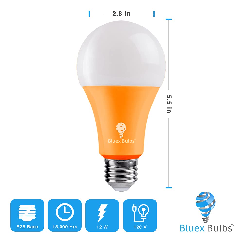 2 Pack BlueX LED A21 Orange Light Bulbs - 13W (100Watt Equivalent) - E26 Base Orange LED Orange Bulb, Party Decoration, Porch, Home Lighting, Holiday Lighting, Decorative Illumination Orange LED Bulb