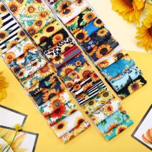 70 Pcs Sunflower Jelly Cotton Fabric Patchwork Roll, 2.55 Inch Cotton Sunflower Fabric Quilting Strips Sunflower Roll Up Jelly Fabric Patchwork Fabric for Quilters and Sewing DIY Crafts