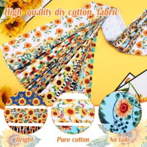 70 Pcs Sunflower Jelly Cotton Fabric Patchwork Roll, 2.55 Inch Cotton Sunflower Fabric Quilting Strips Sunflower Roll Up Jelly Fabric Patchwork Fabric for Quilters and Sewing DIY Crafts