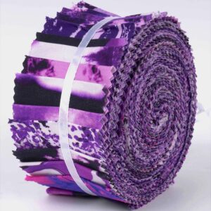 Soimoi 40Pcs Tie Dye Print Cotton Precut Fabrics for Quilting Craft Strips 2.5x42inches Jelly Roll - Purple