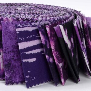 Soimoi 40Pcs Tie Dye Print Cotton Precut Fabrics for Quilting Craft Strips 2.5x42inches Jelly Roll - Purple