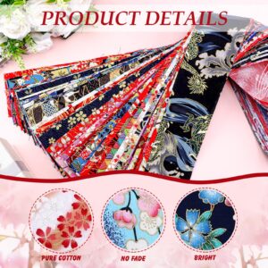 Ganeen 100 Pcs Cotton Fabric Patchwork Quilting Strips 2.56 Inch Precut Patchwork Roll Japanese Style Cotton Fabric Quilting Fabric Strips Craft for DIY Craft Sewing (Aesthetic)