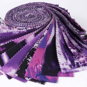 Soimoi 40Pcs Tie Dye Print Cotton Precut Fabrics for Quilting Craft Strips 2.5x42inches Jelly Roll - Purple