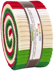 robert kaufman kona cotton solids holiday roll up 2.5" precut cotton fabric quilting strips jelly roll assortment ru-780-40