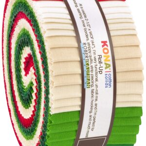 Robert Kaufman Kona Cotton Solids Holiday Roll Up 2.5" Precut Cotton Fabric Quilting Strips Jelly Roll Assortment RU-780-40