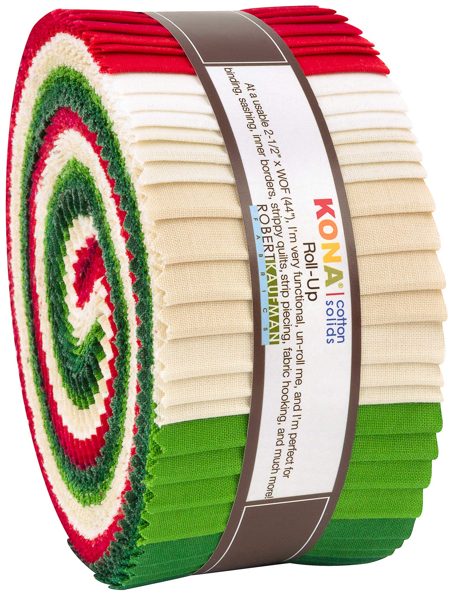 Robert Kaufman Kona Cotton Solids Holiday Roll Up 2.5" Precut Cotton Fabric Quilting Strips Jelly Roll Assortment RU-780-40