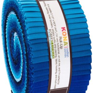 Kona Cotton Solids Waterfall Roll Up 40 2.5-inch Strips Jelly Roll Robert Kaufman Fabrics RU-782-40