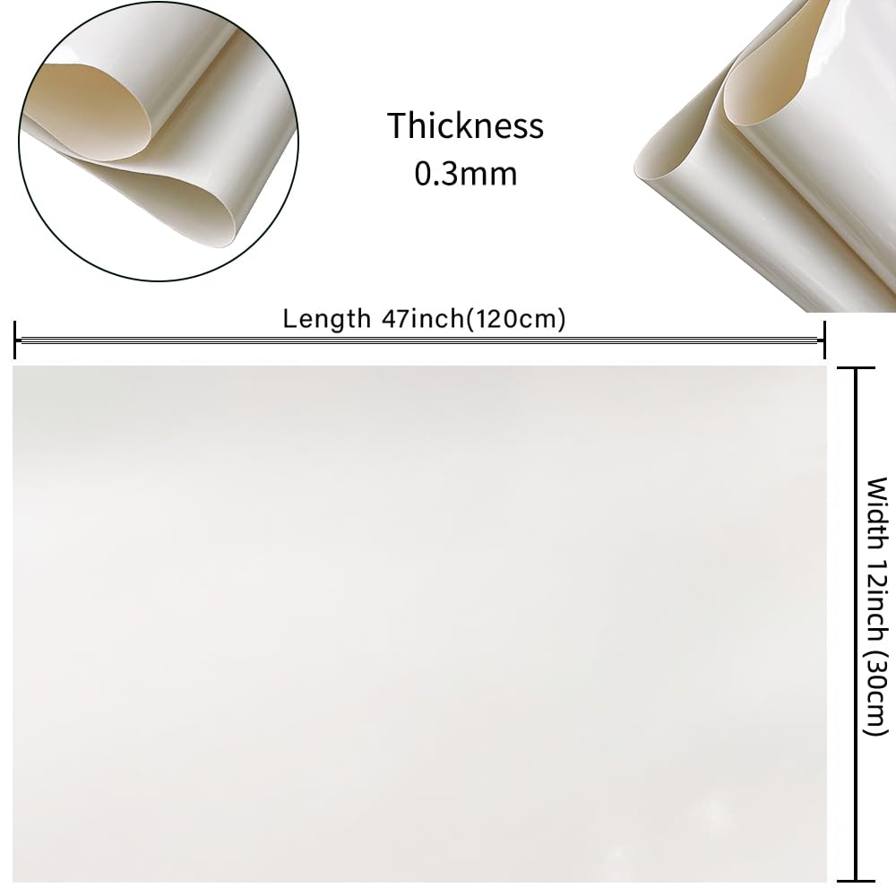 ZLIFA White Transparent Solid Color Jelly Vinyl Leather Sheets, Waterproof Mirrored Soft PVC Fabric Roll 12" x 47" for Crafts Bows Earrings Handbag