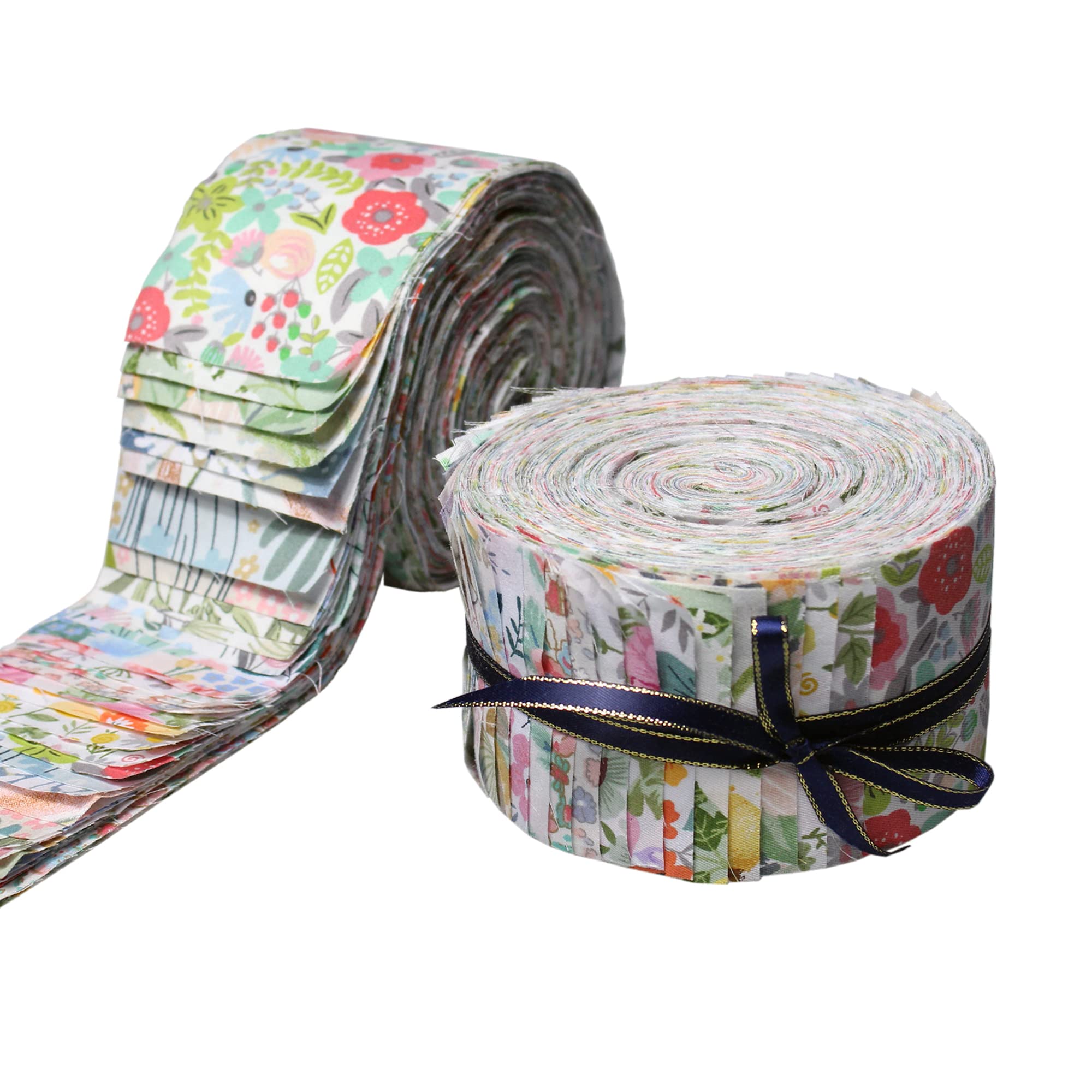 Jelly Roll Fabric Strips for Quilting 2.5 Inch Precut Floral Quilt Fabric Strips Roll Up Cotton Fabric Quilting Patchwork Roll 42Pcs …