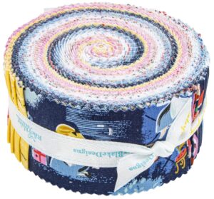 jill howarth down the rabbit hole rolie polie 40 2.5-inch strips jelly roll riley blake rp-12940-40